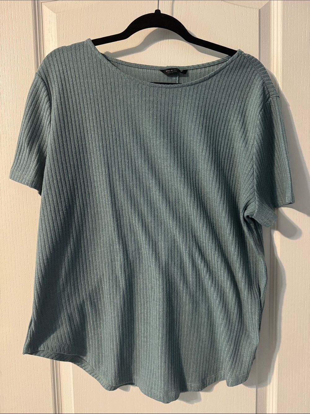 SHEIN Ribbed Short Sleeve Tee in Seafoam